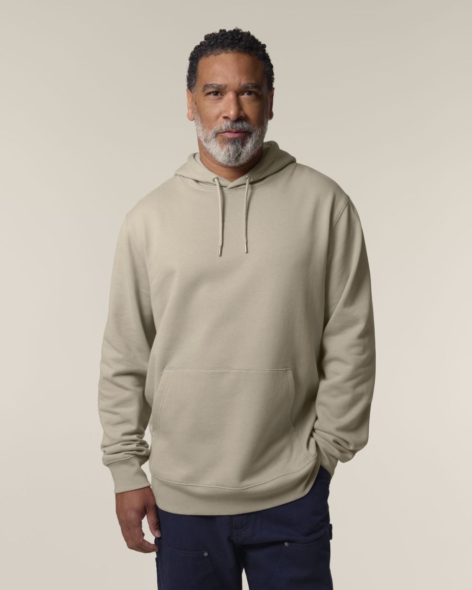 Stanley/Stella Cruiser 2.0 unisex beige hoodie – iconic premium organic cotton sweatshirt.