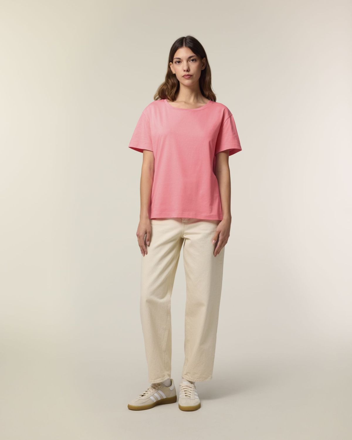 Stanley/Stella Stella Serena women’s pink scoop neck T-shirt – lightweight organic cotton style.